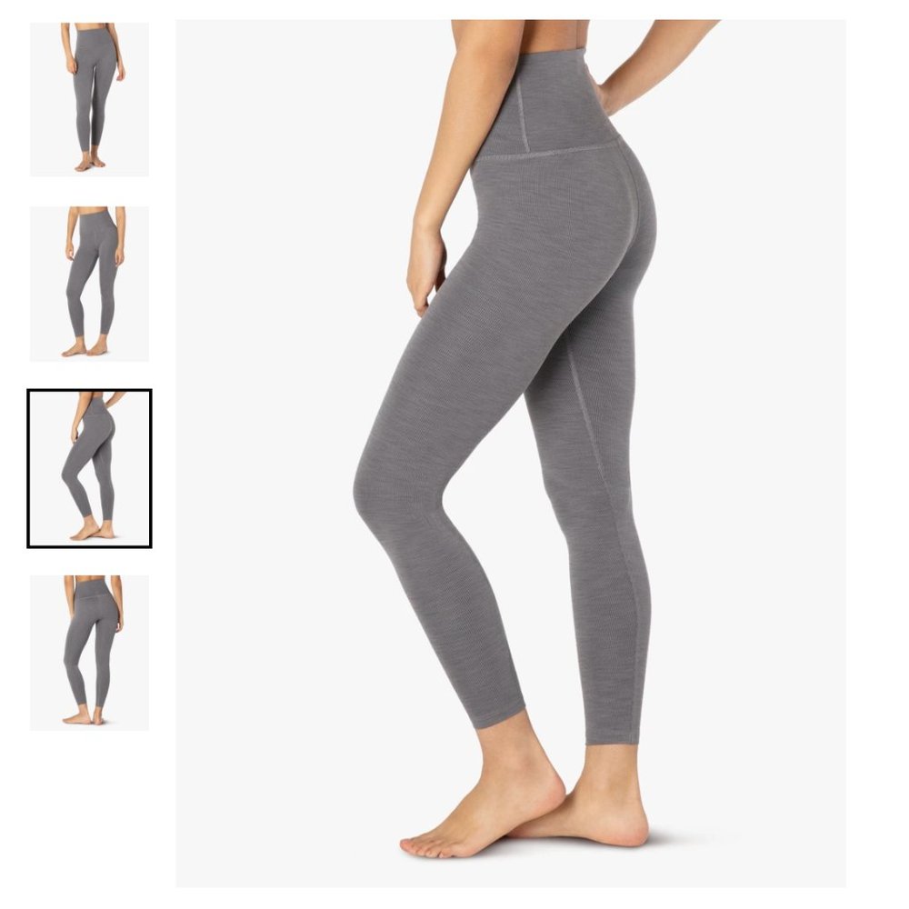 Beyond Yoga Heather Rib Midi Legging in Grey